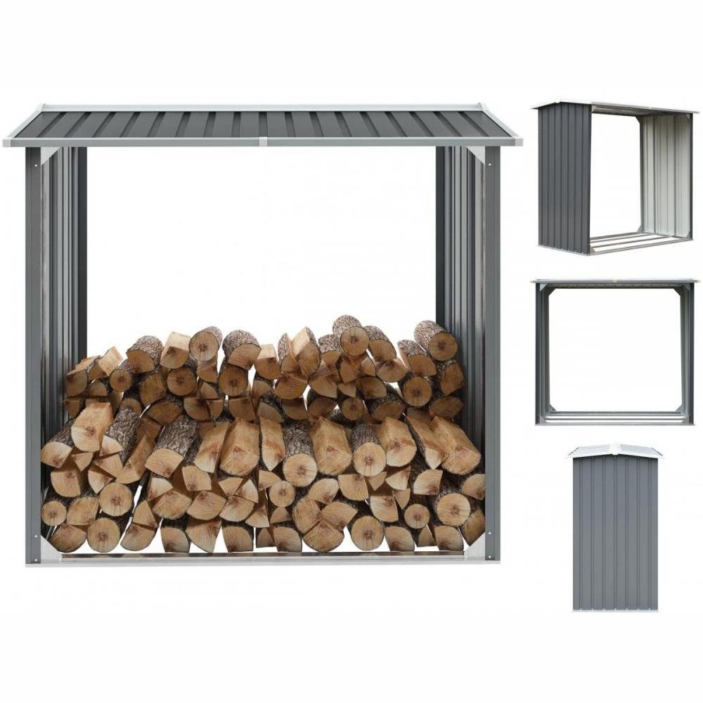 vidaXL Kaminholzregal Brennholzlager Verzinkter Stahl 172 x 91 x 154 cm Grau, BxTxH:172x91x91 cm
