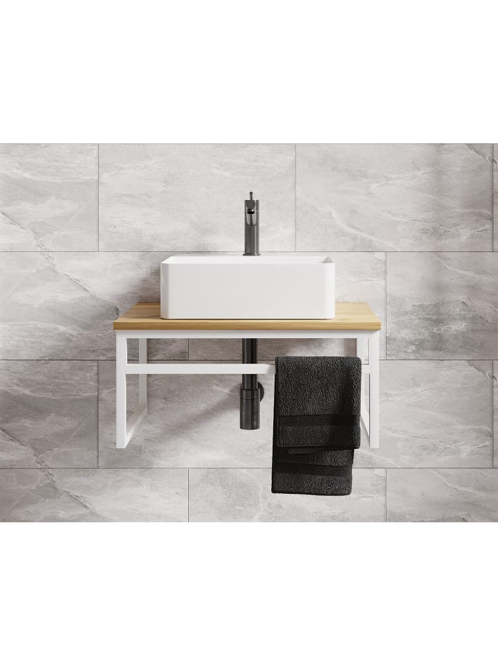 VCM  2-tlg. Waschplatz Waschtisch Waschbecken Bitila 60 in Weiß / Honig-Eiche günstig kaufen onesize