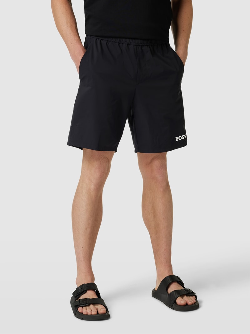 Shorts mit Label-Print in schwarz