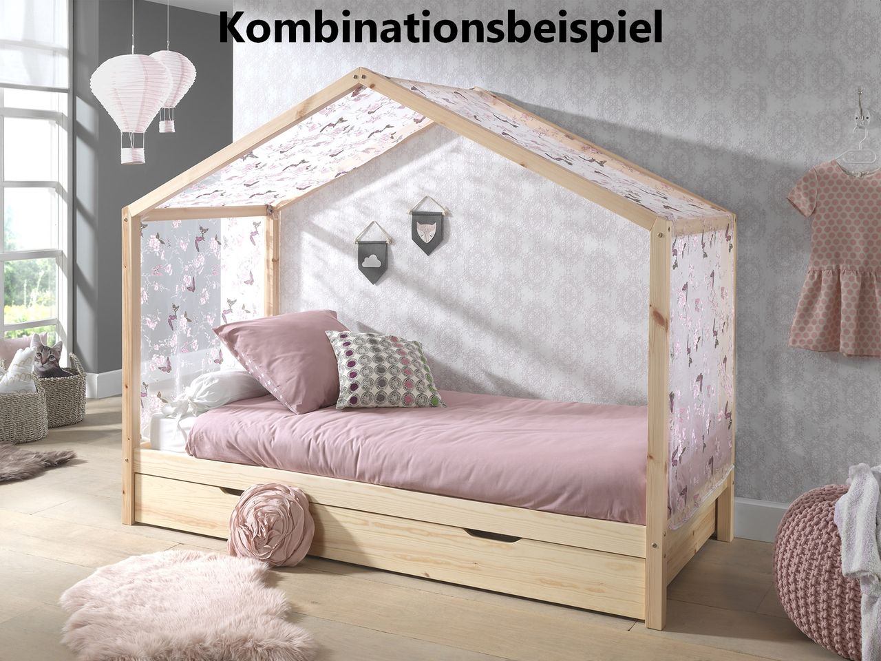 VIPACK Bettschublade für Hausbett Serie Dallas Fa. Vipack, 90 x 190 cm, Natur