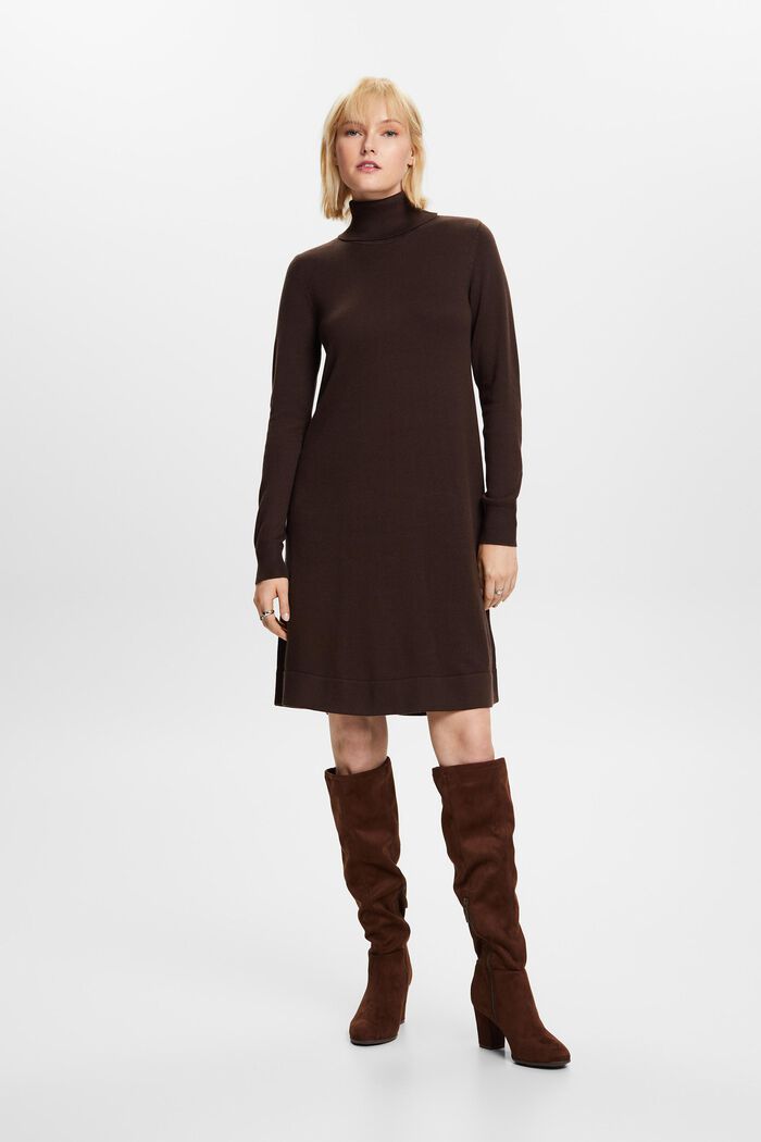 Strick-Minikleid mit Rollkragen