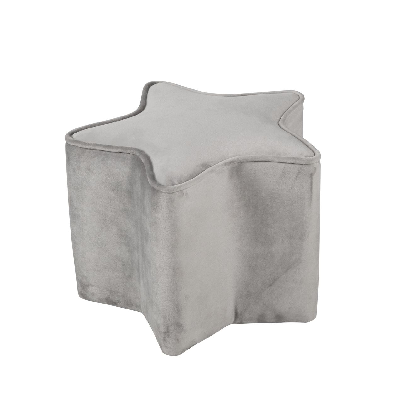 Roba Kinderhocker in Sternform „Lil Sofa“, bequemer Hocker mit grauem Samtstoff bezogen, Pouf