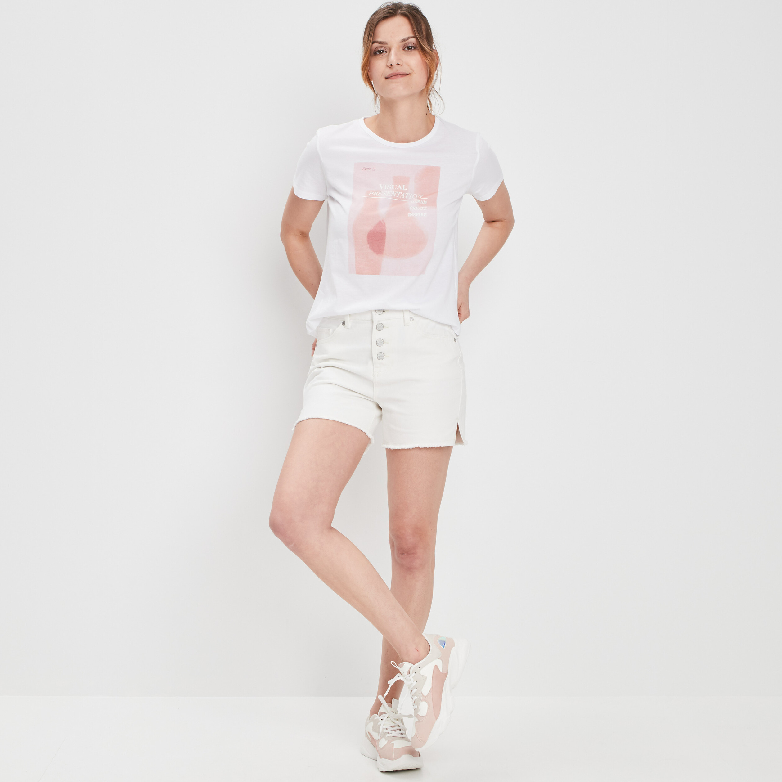 Short droit taille haute ivoire femme | La Halle