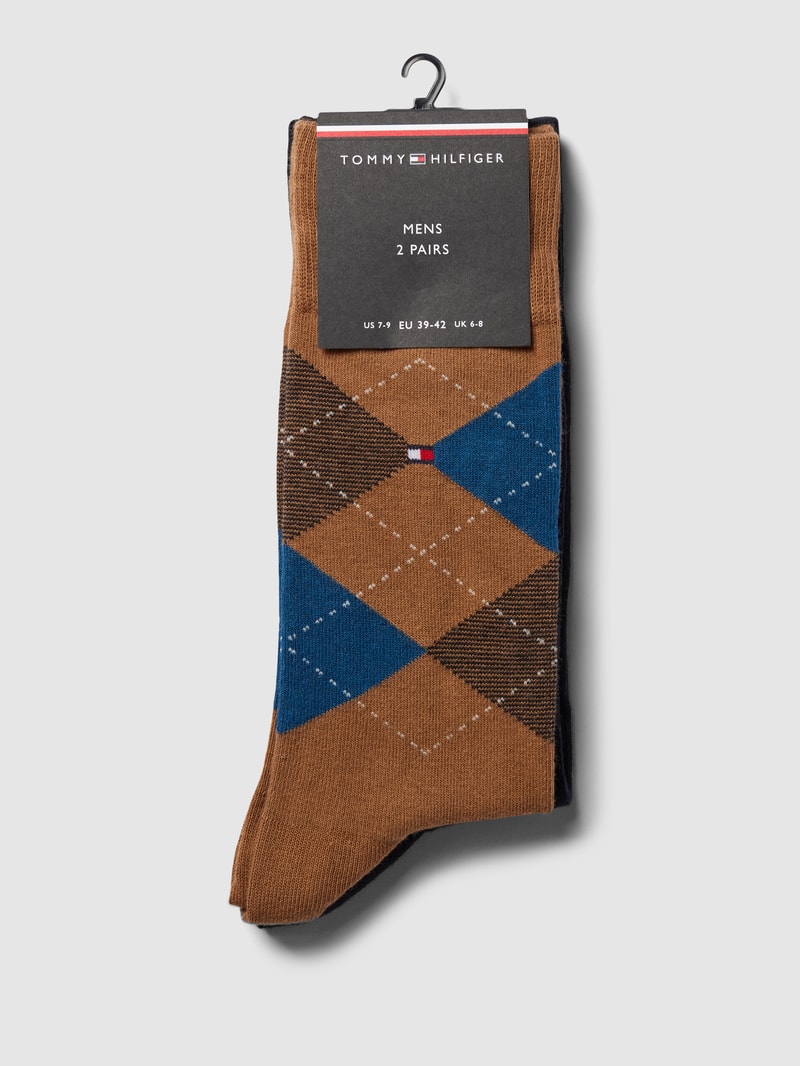 Socken mit Label-Stitching im 2er-Pack in beige