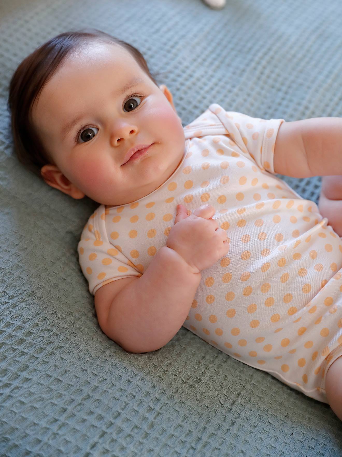 Lot de 3 bodies manches courtes bébé emmanchure américaine abricot poudré
