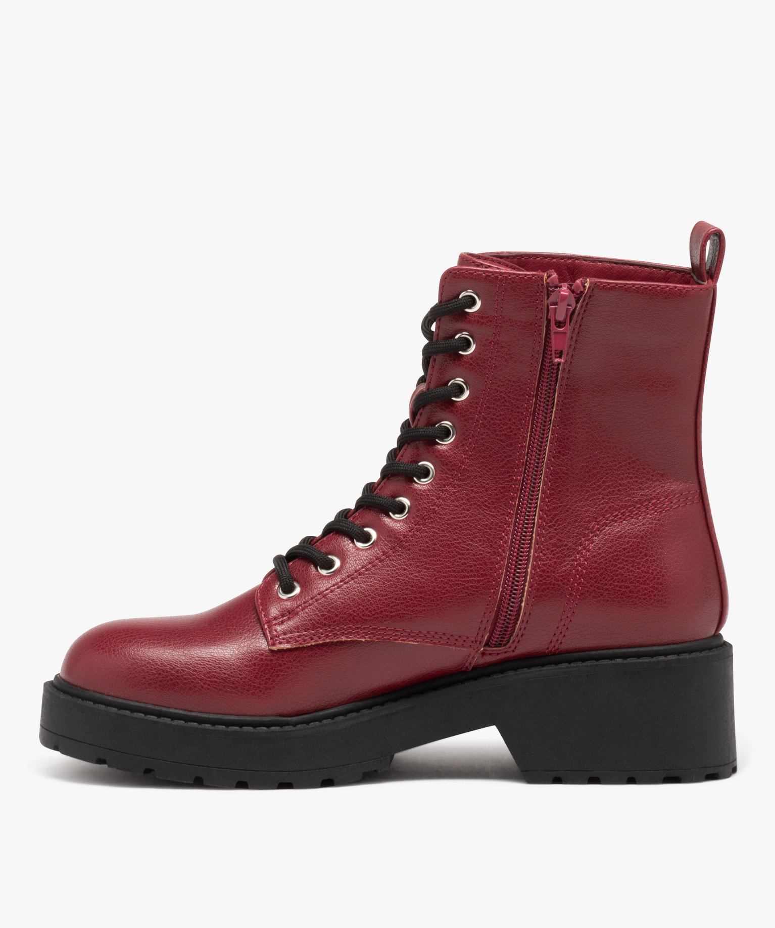 Boots à épaisse semelle crantée femme rouge | GEMO