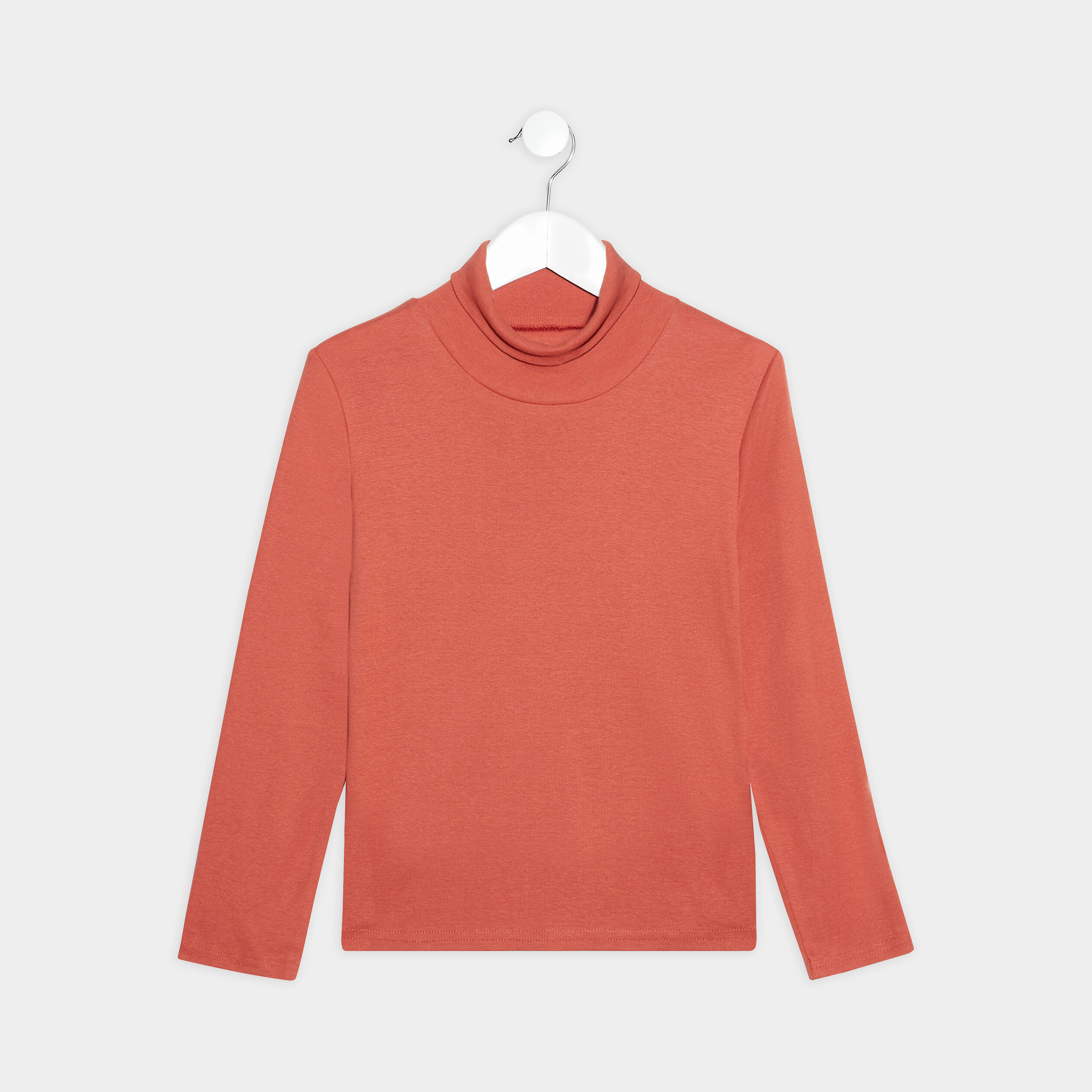 T-shirt col roulé manches longues terracotta garçon | La Halle