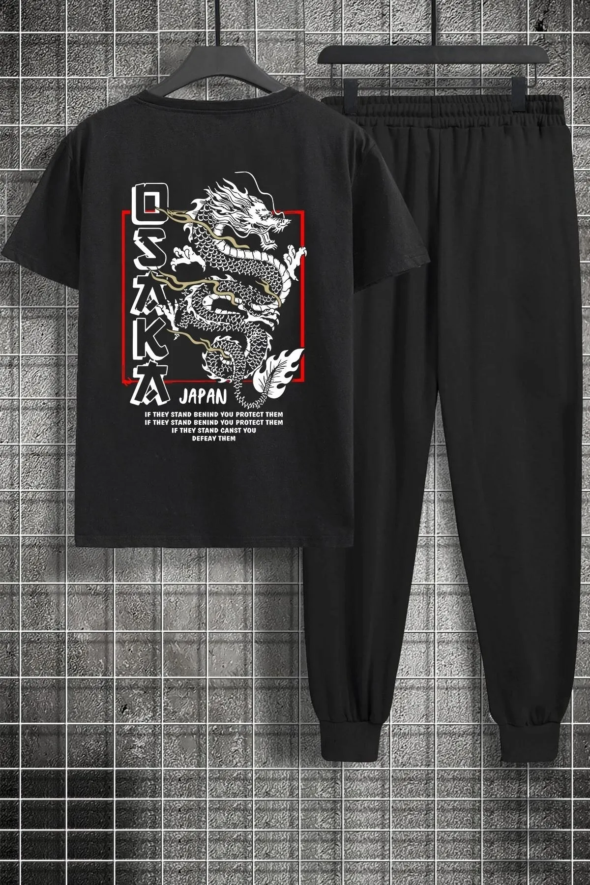 uyguntarz  Zweiteiliges Unisex-Trainingsanzugset mit Osaka-Aufdruck