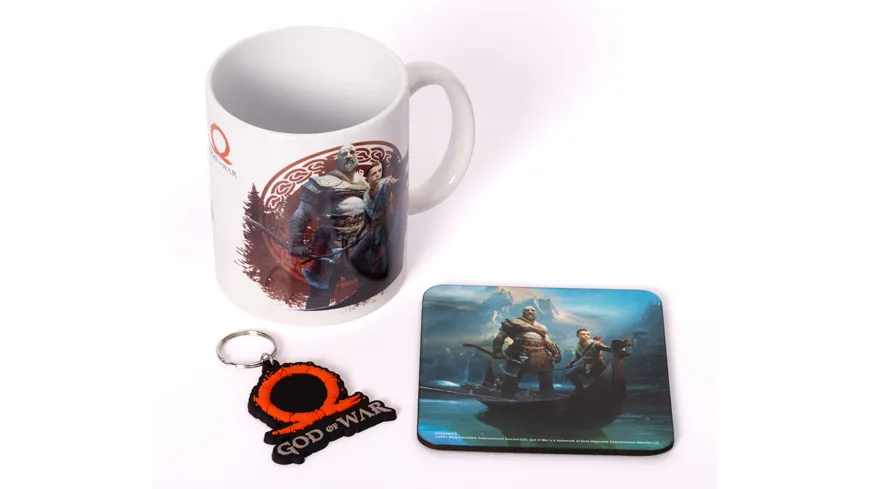 Geschenkset (Tasse, Untersetzer & Schlüsselanhänger) - God of War