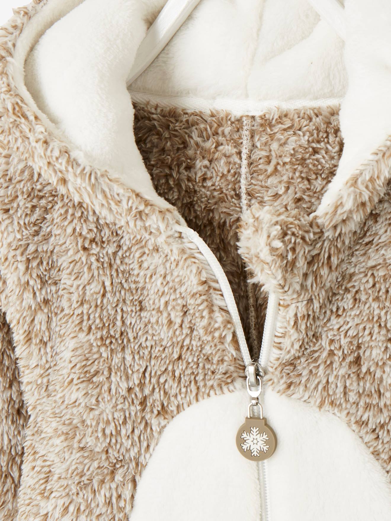 Vertbaudet Jungen Plüsch-Overall, Onesie RENTIER - beige