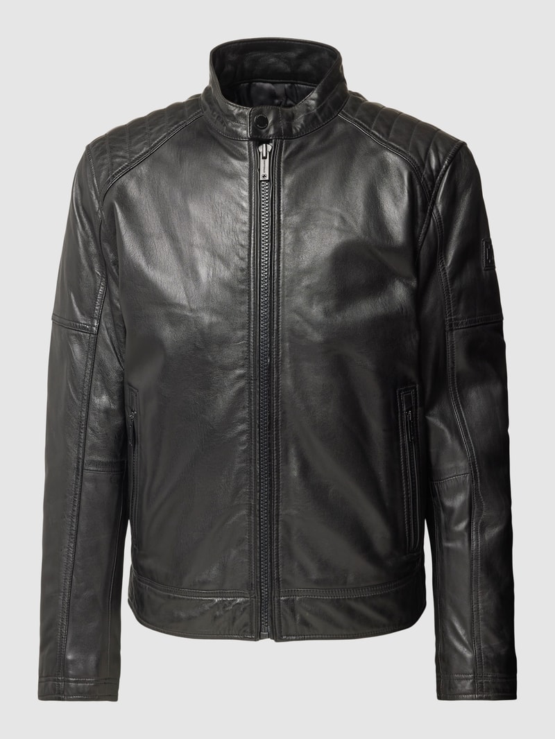 Lederjacke mit Reißverschlusstaschen Modell 'BEXLEY' in schwarz
