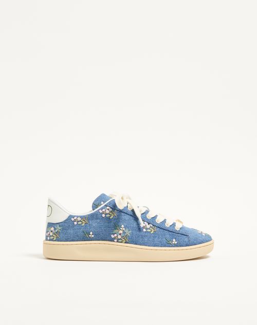 Royco Denim Sneaker med Blomsterbroderi
