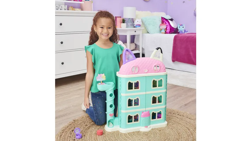Spin Master Gabby‘s Dollhouse, Puppenhaus mit 2 Spielzeugfiguren und Zubehörteilen und Geräuschen bunt