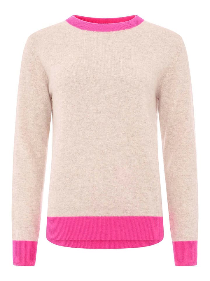 Zwillingsherz Kaschmir-Pullover in Beige günstig kaufen