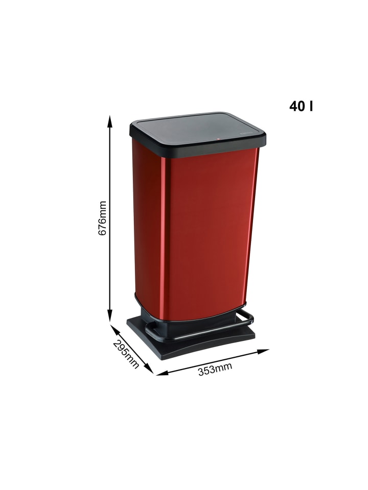 Rotho Paso Mülleimer 40l mit Pedal und Deckel in Rot metallic günstig kaufen onesize
