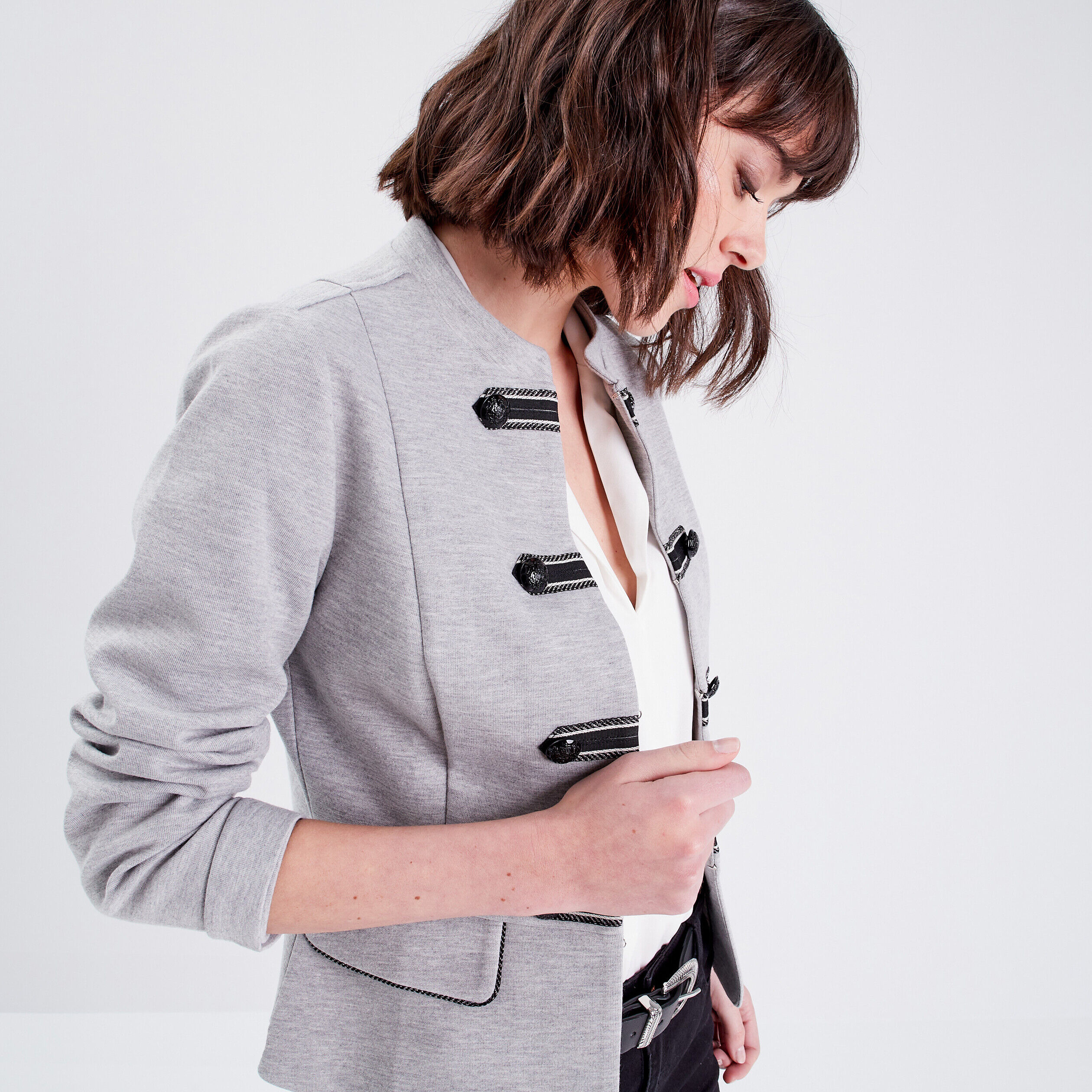 Veste cintrée avec boutons gris clair femme | Cache Cache