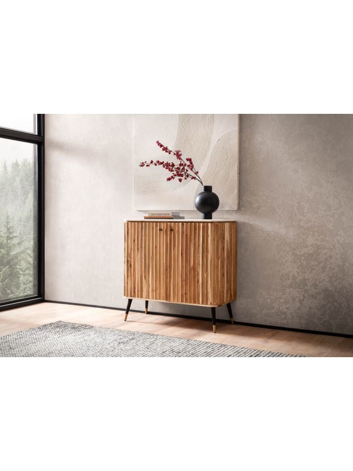 KADIMA DESIGN Hausbar Akazie Massivholz 95x90x41 cm Weinbar Echter Marmor, Kleine günstig kaufen onesize