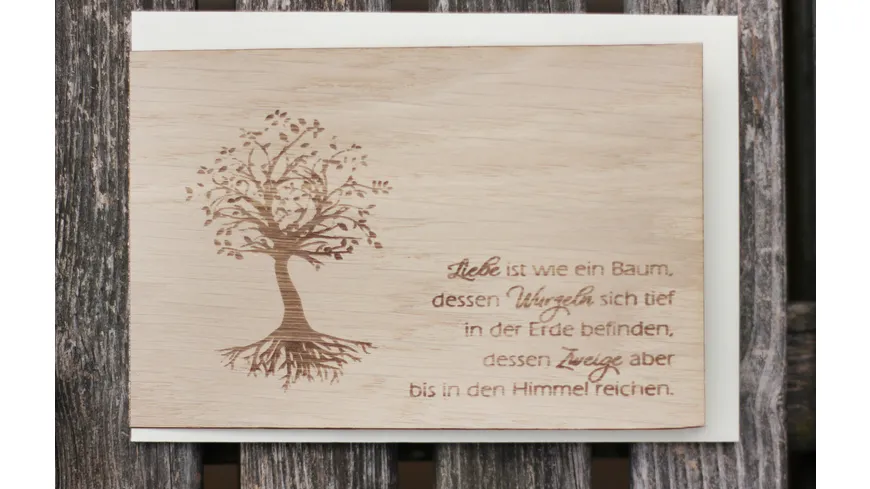 Original Holzgrußkarte - Liebe ist wie ein Baum