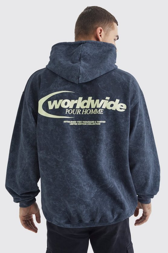 Oversize Hoodie mit Worldwide-Print