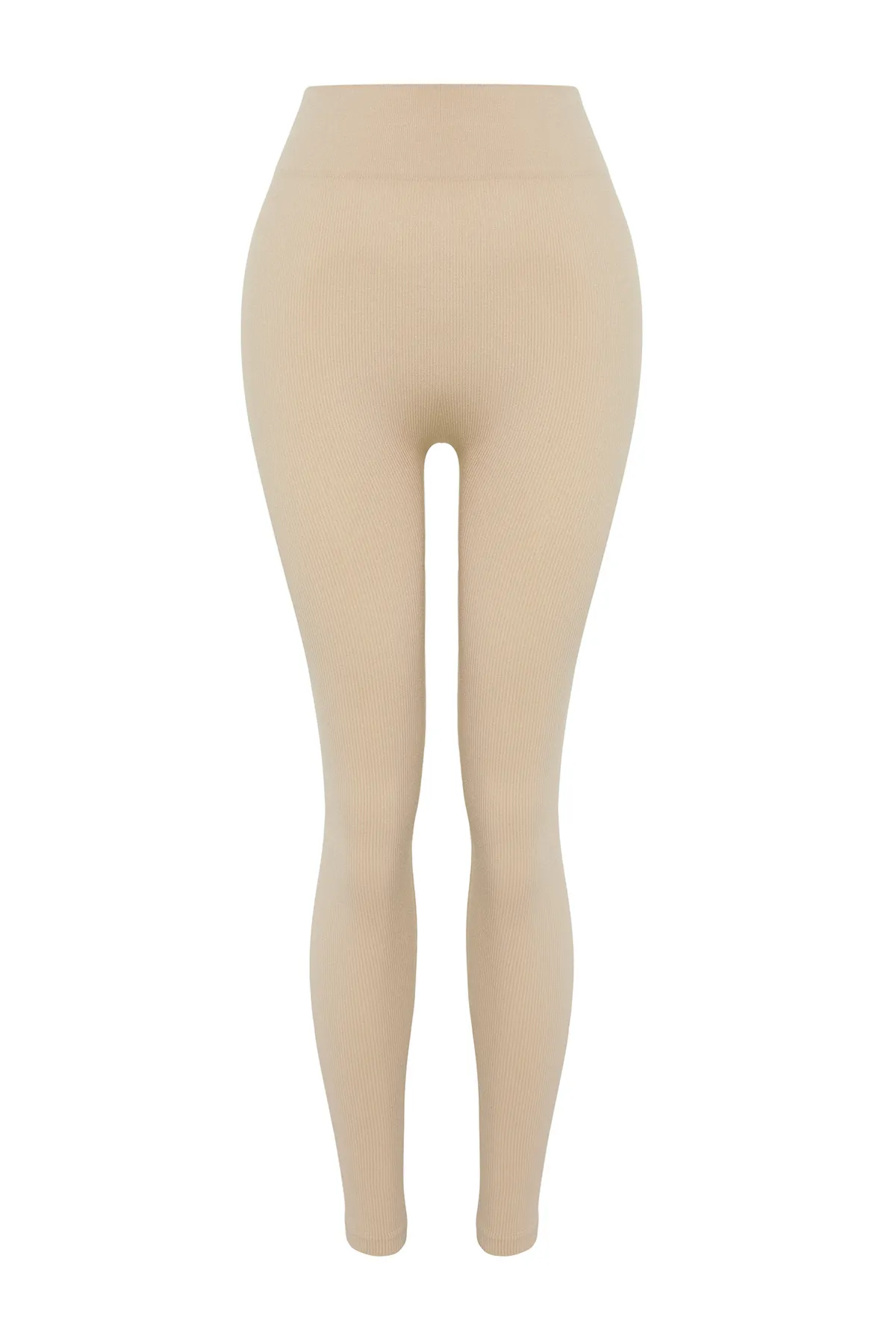 Trendyol Collection  Beigefarbene, nahtlos/nahtlos gestrickte Sport-Leggings in voller Länge TWOAW20TA0071