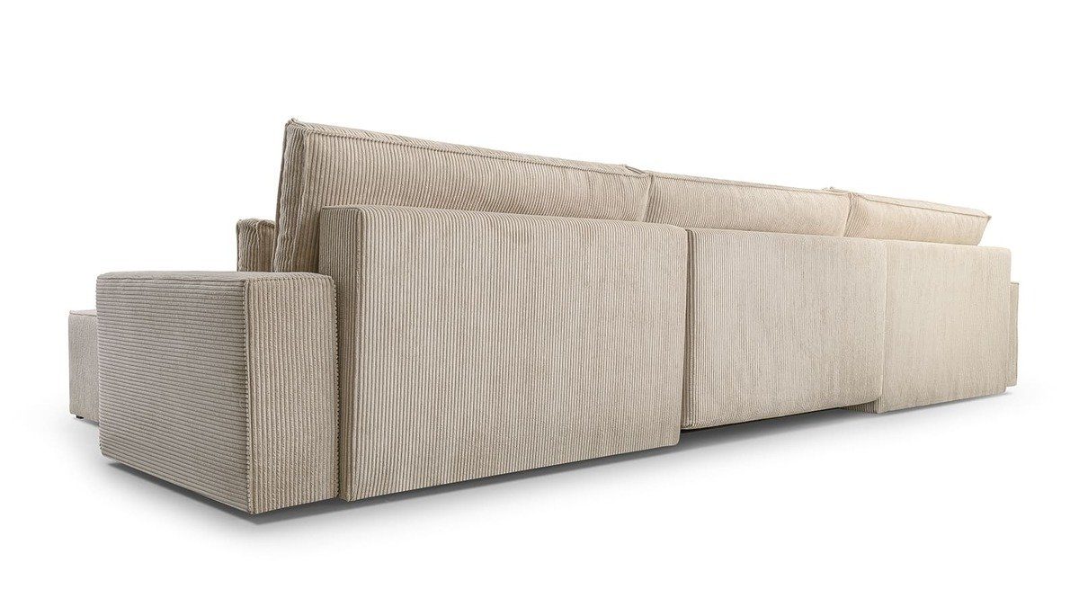 MOEBLO Wohnlandschaft DENVER U, Eckcouch aus Cordstoff Ecksofa U-Form Cord Sofa Couch Polsterecke U-Sofa - 420x85x185cm, mit Bettkasten und Schlaffunktion