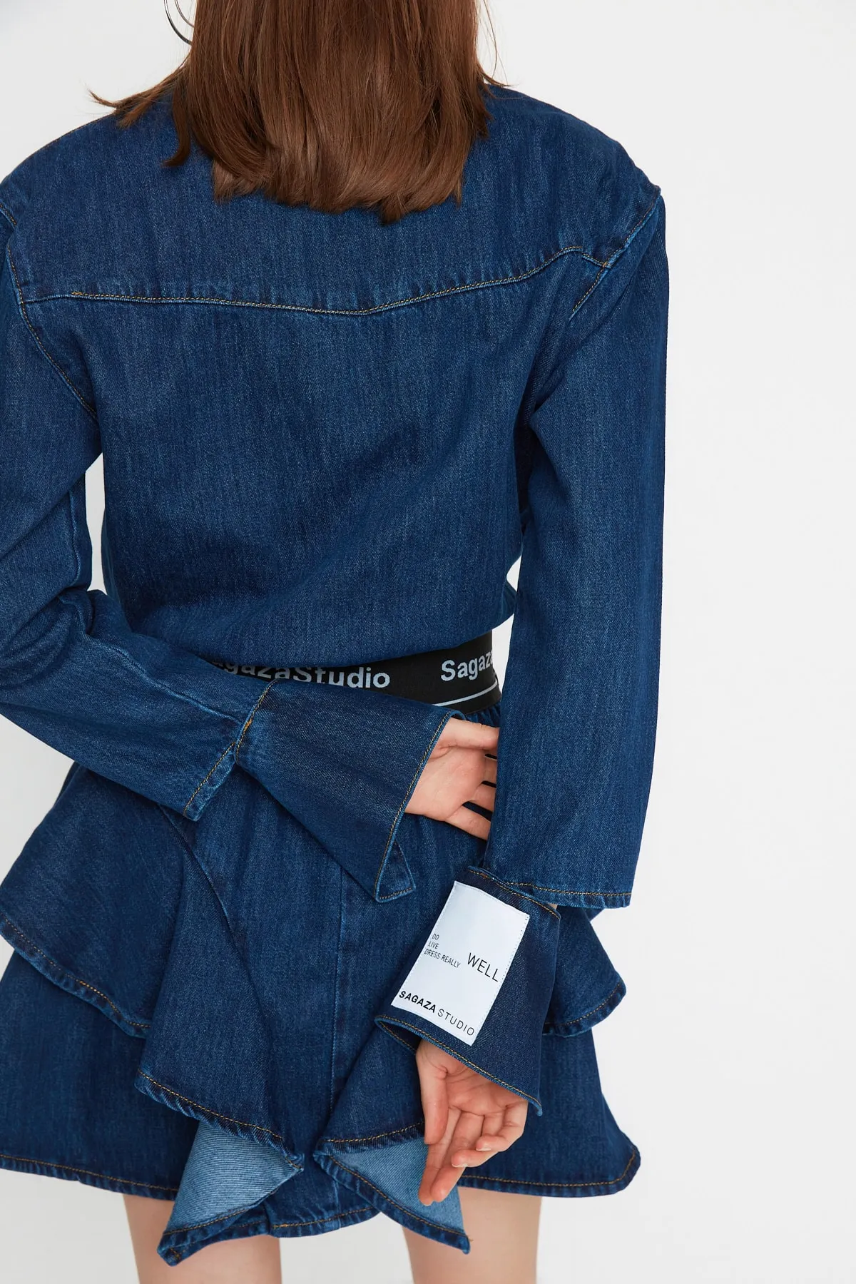 Trendyol Collection  X Sagaza Studio Blaues Jeanskleid TPRAW22EL1989