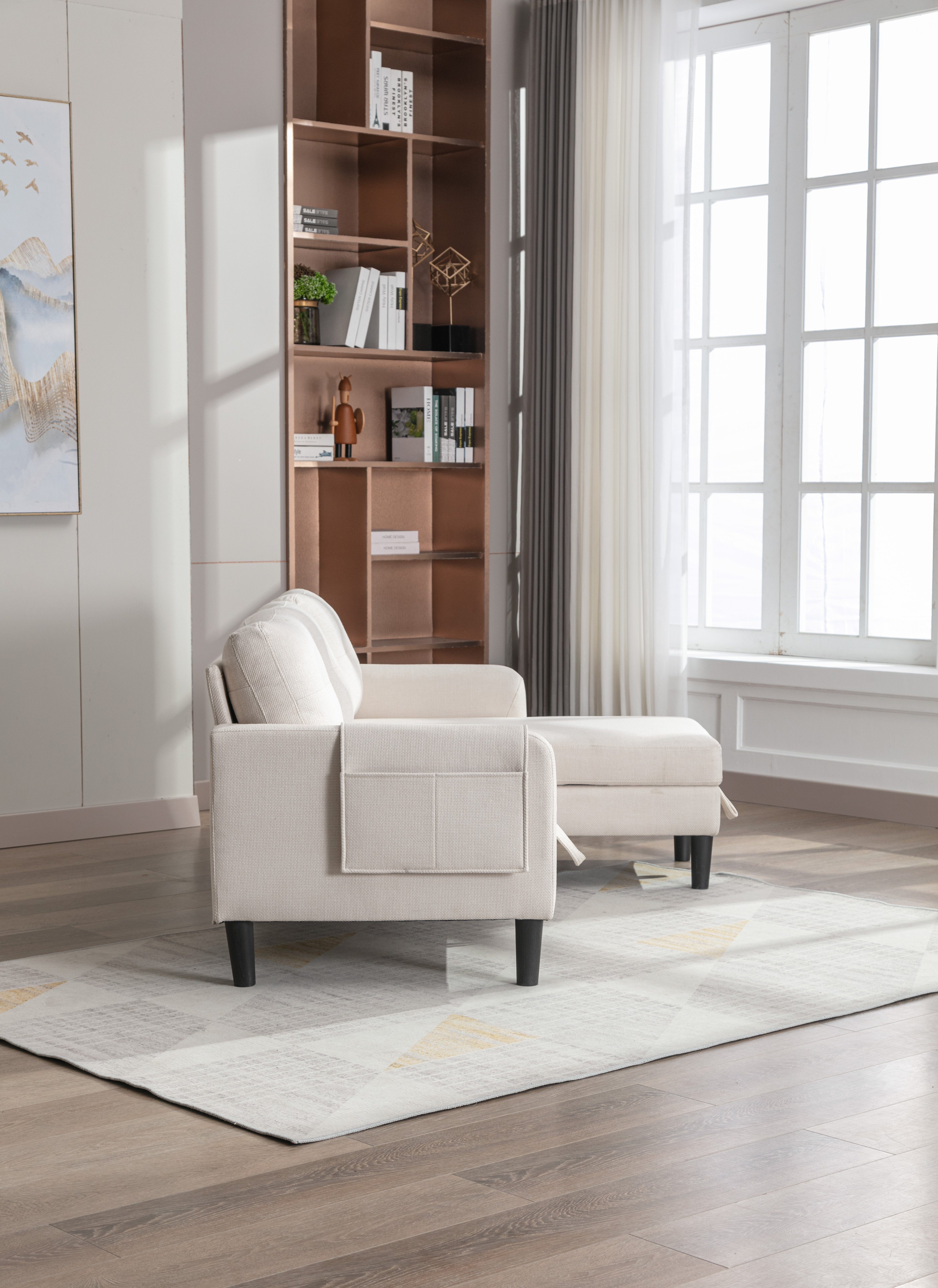Ulife Ecksofa L-Form,Eckcouch Polsterecke mit Stauraum, mit Schlaffunktion, mit Hocker Couch