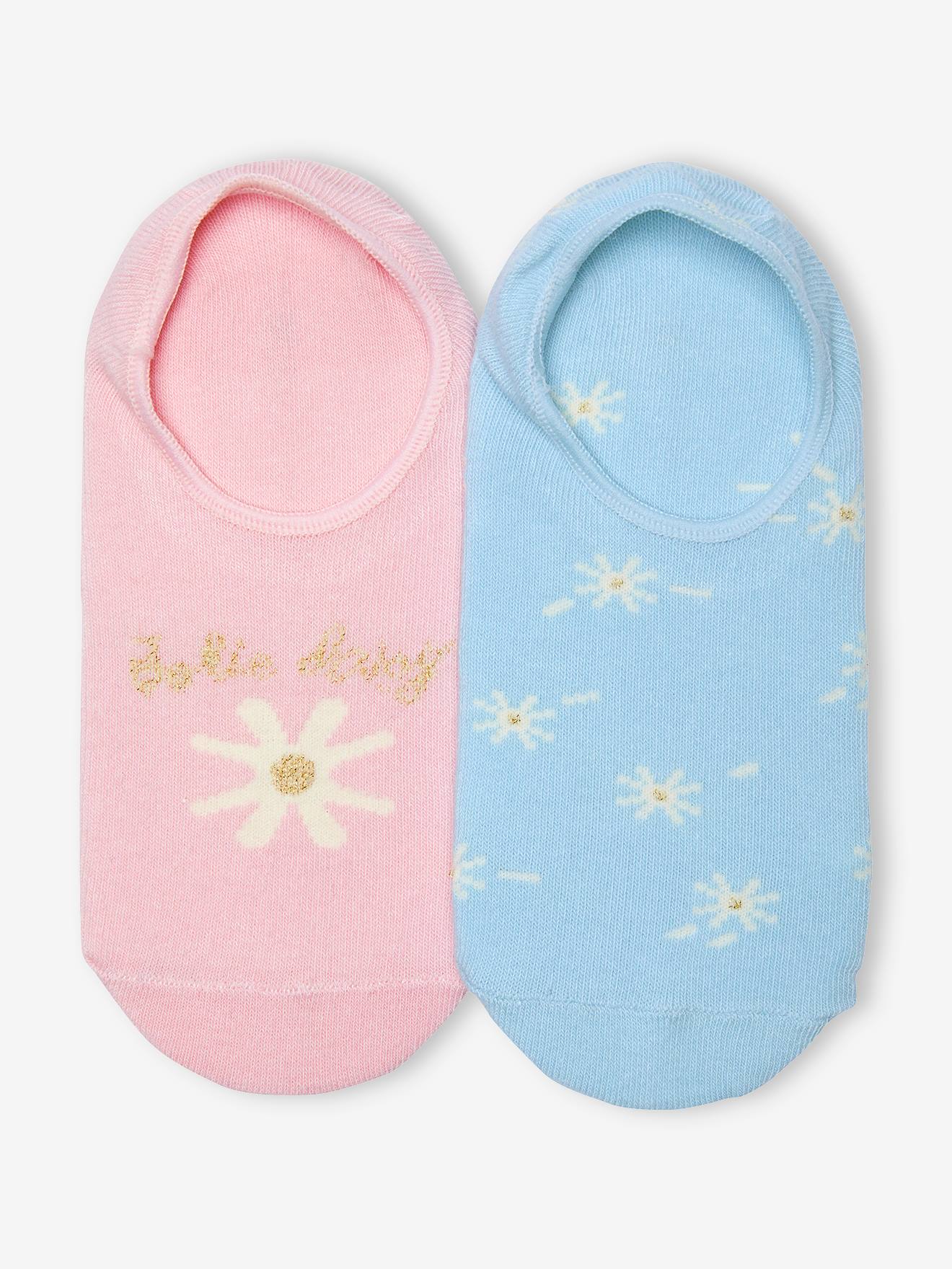Lot de 2 paires de chaussettes invisibles fille rose