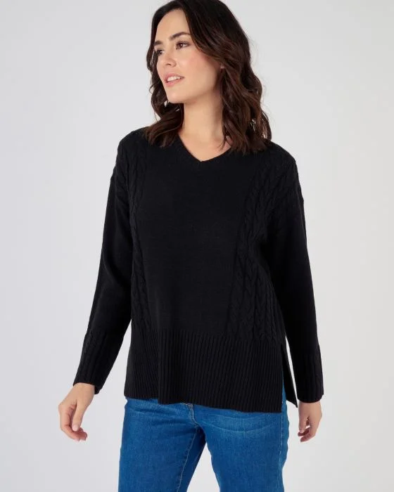 Pull col V à torsades