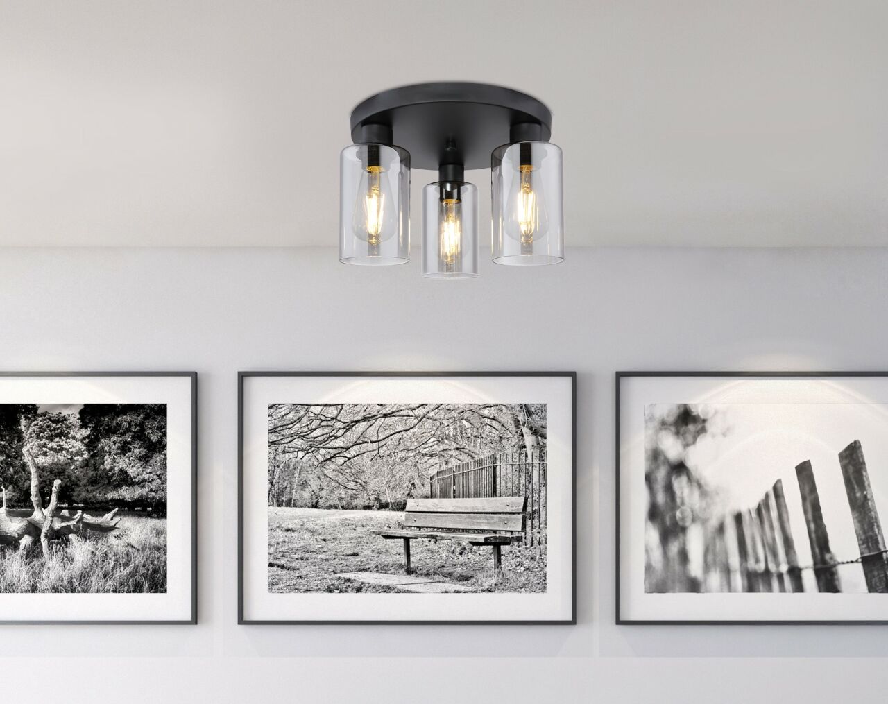 Globo Lighting - HADERA - Deckenleuchte Metall schwarz matt, 3x E27