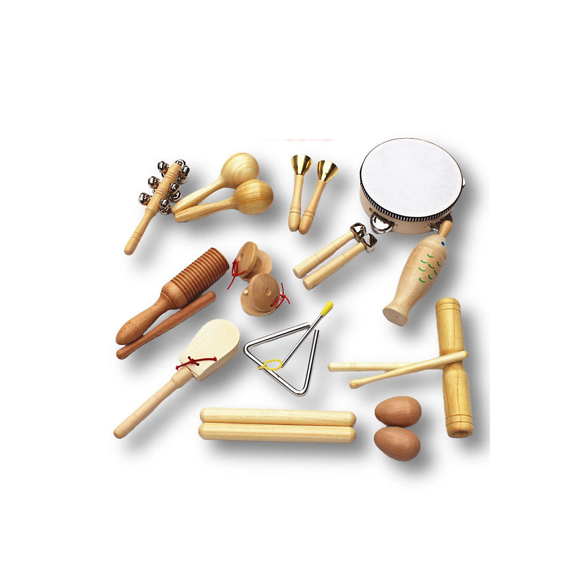 Mmusikalisches Spielzeug für die Früherziehung Musikinstrumentensatz aus Holz, Kombination von Lehrmitteln Rhythmusinstrumente