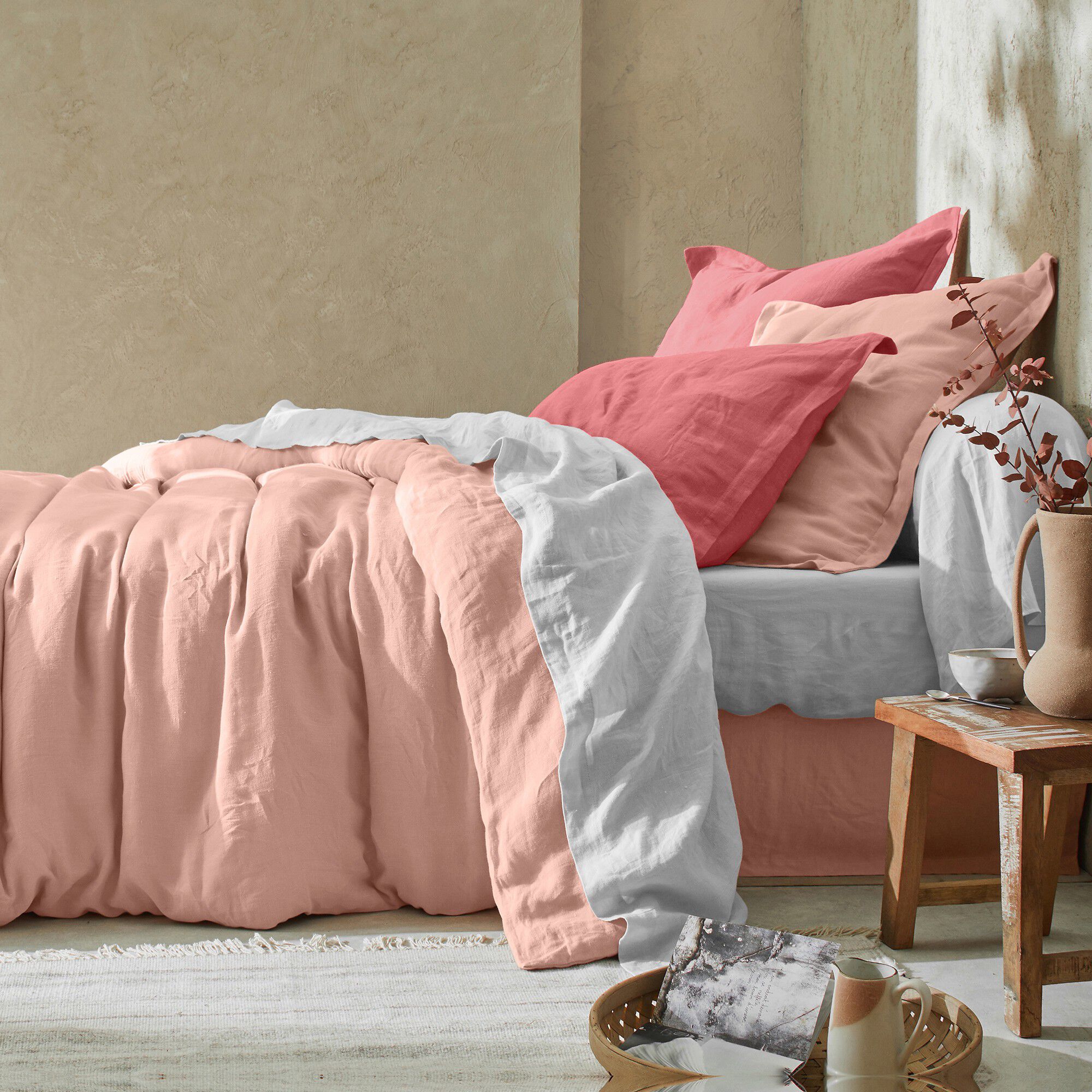 Linge de lit uni lin lavé