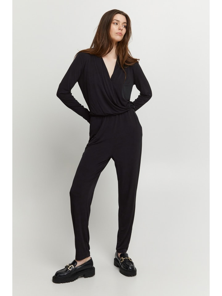 ICHI Jumpsuit IHLIMA JU - 20102796  Langer Jumpsuit mit V-Ausschnitt in schwarz günstig kaufen