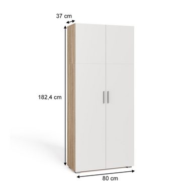 Vicco Aktenschrank Mehrzweckschrank Büroschrank FRANK Weiß / Sonoma