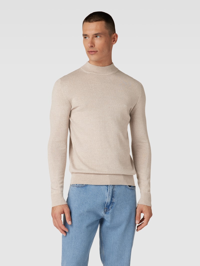 Strickpullover mit Rollkragen in sand meliert
