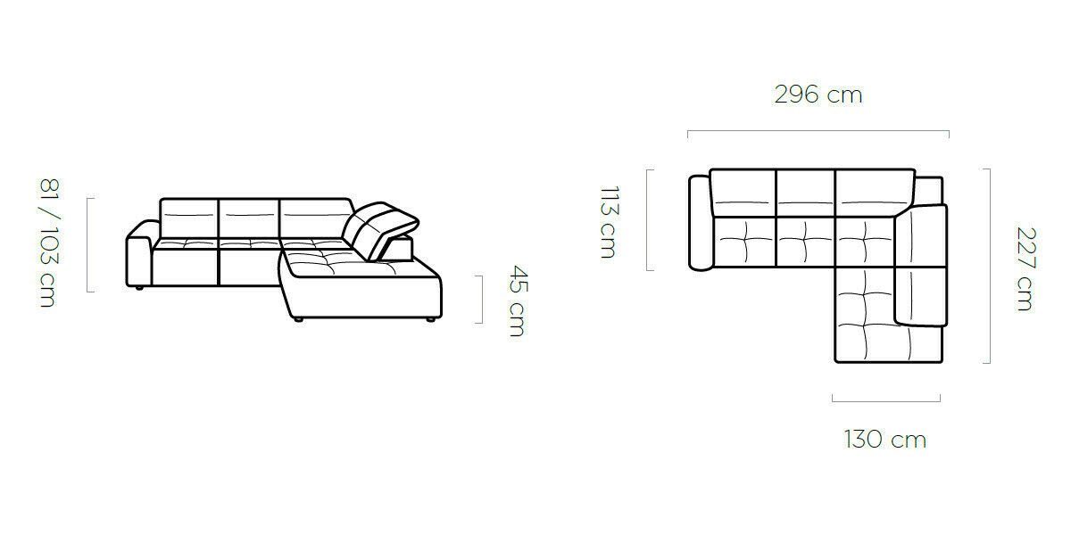 JVmoebel Ecksofa, Ecksofa L-form Textil Luxus Design Wohnlandschaft Polster Couch