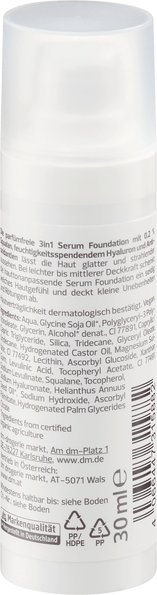 Serum Foundation 3in1 mit 0,2% Squalan, 30 ml
