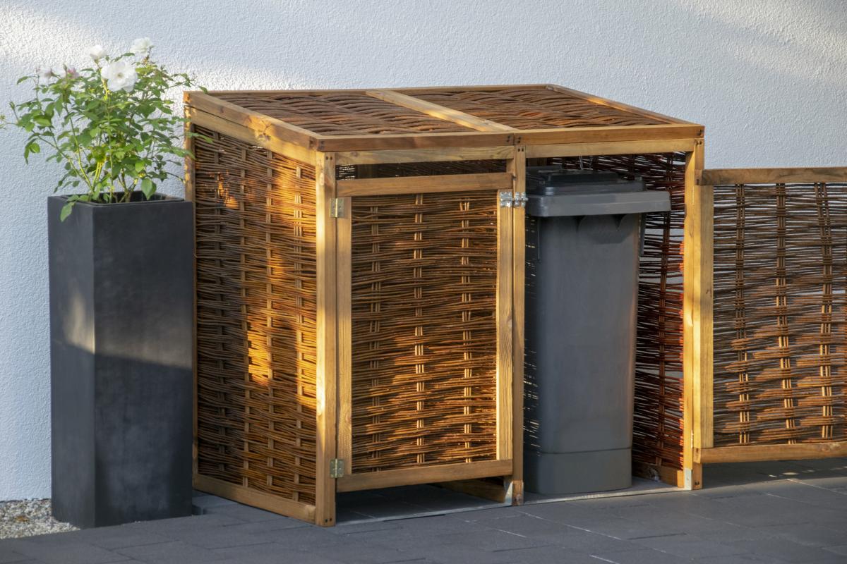 dobar Wetterfeste Doppel-Mülltonnen-Box aus Holz 120L