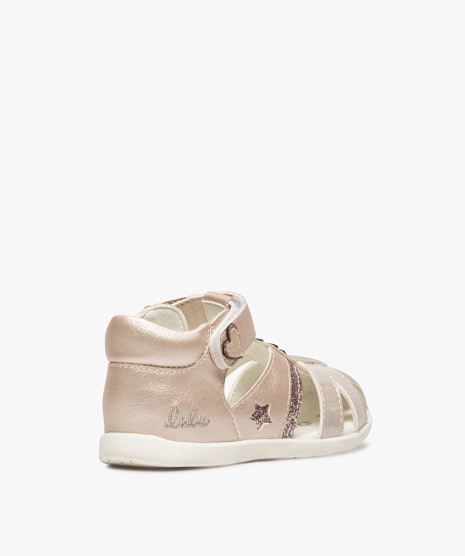 Sandales bébé fille pailletées à scratch - Lulu Castagnette rose | GEMO