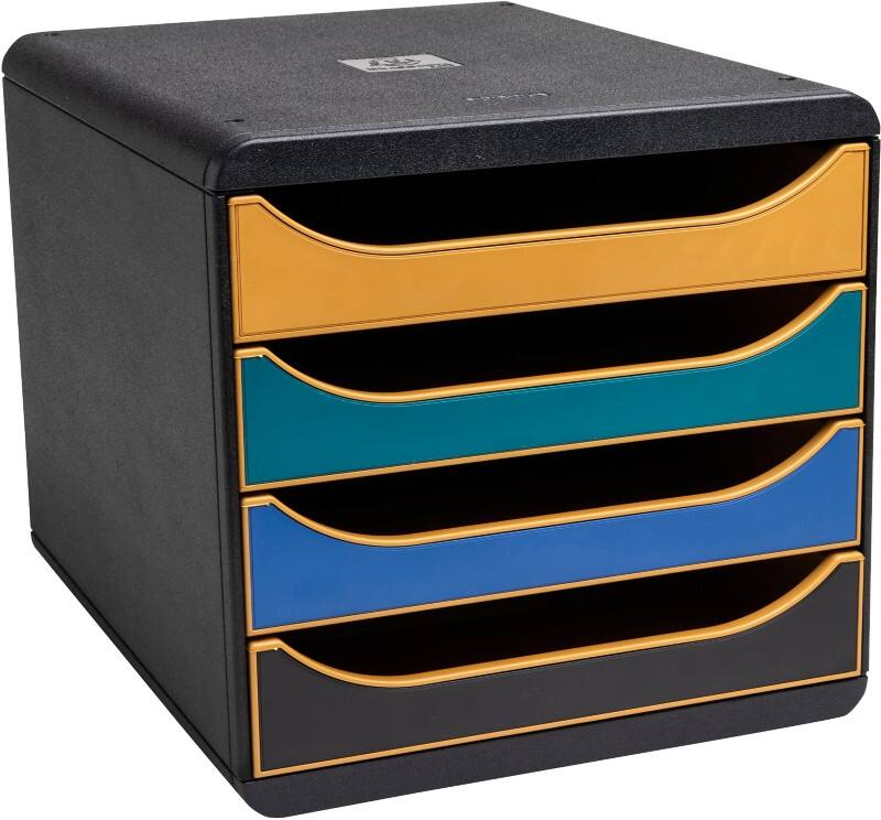 Exacompta Neo Deco Schubladenboxen PS (Polystyrol) Farbig Sortiert 4 Schubladen 27,8 x 34,7 x 26,7 cm
