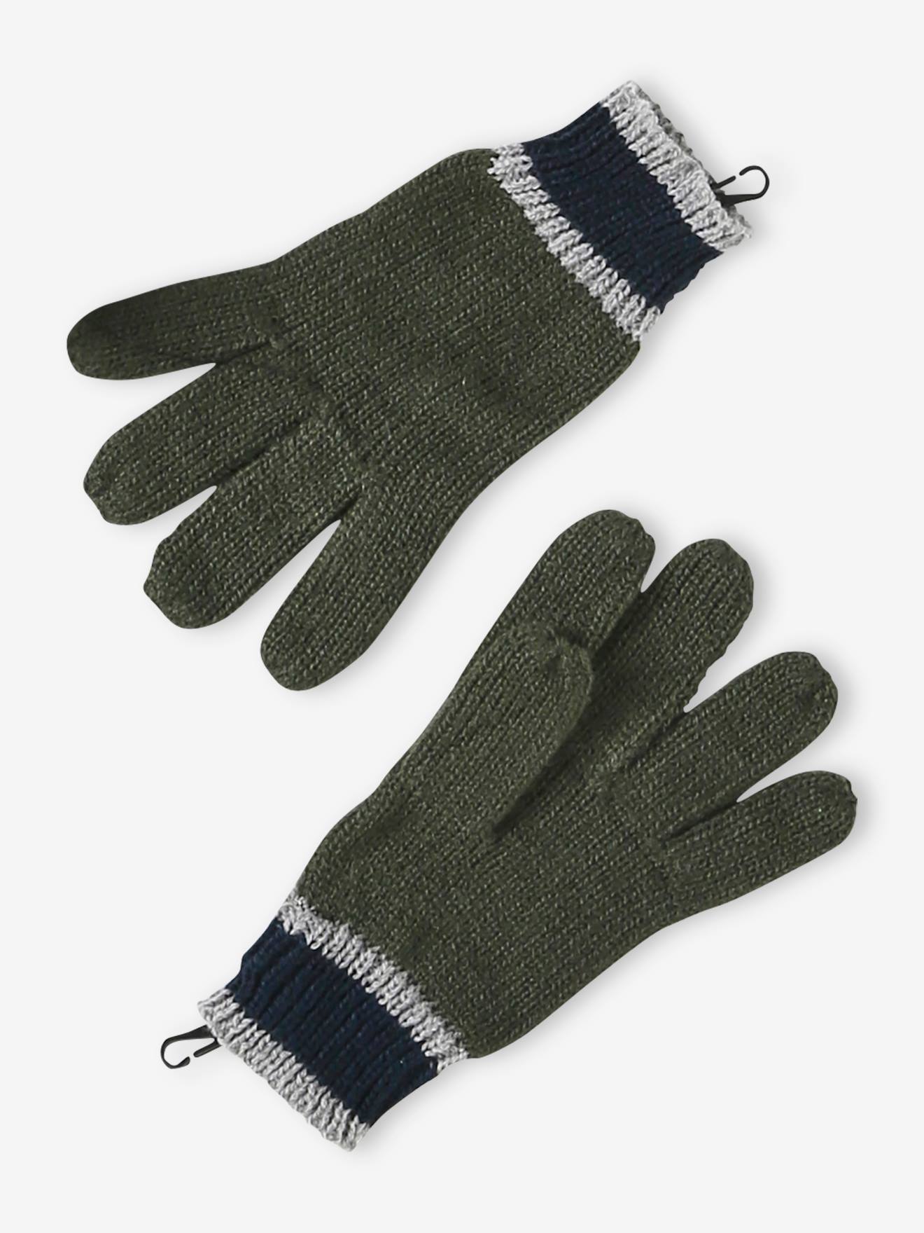Vertbaudet Jungen-Set: Mütze, Rundschal & Handschuhe - khaki