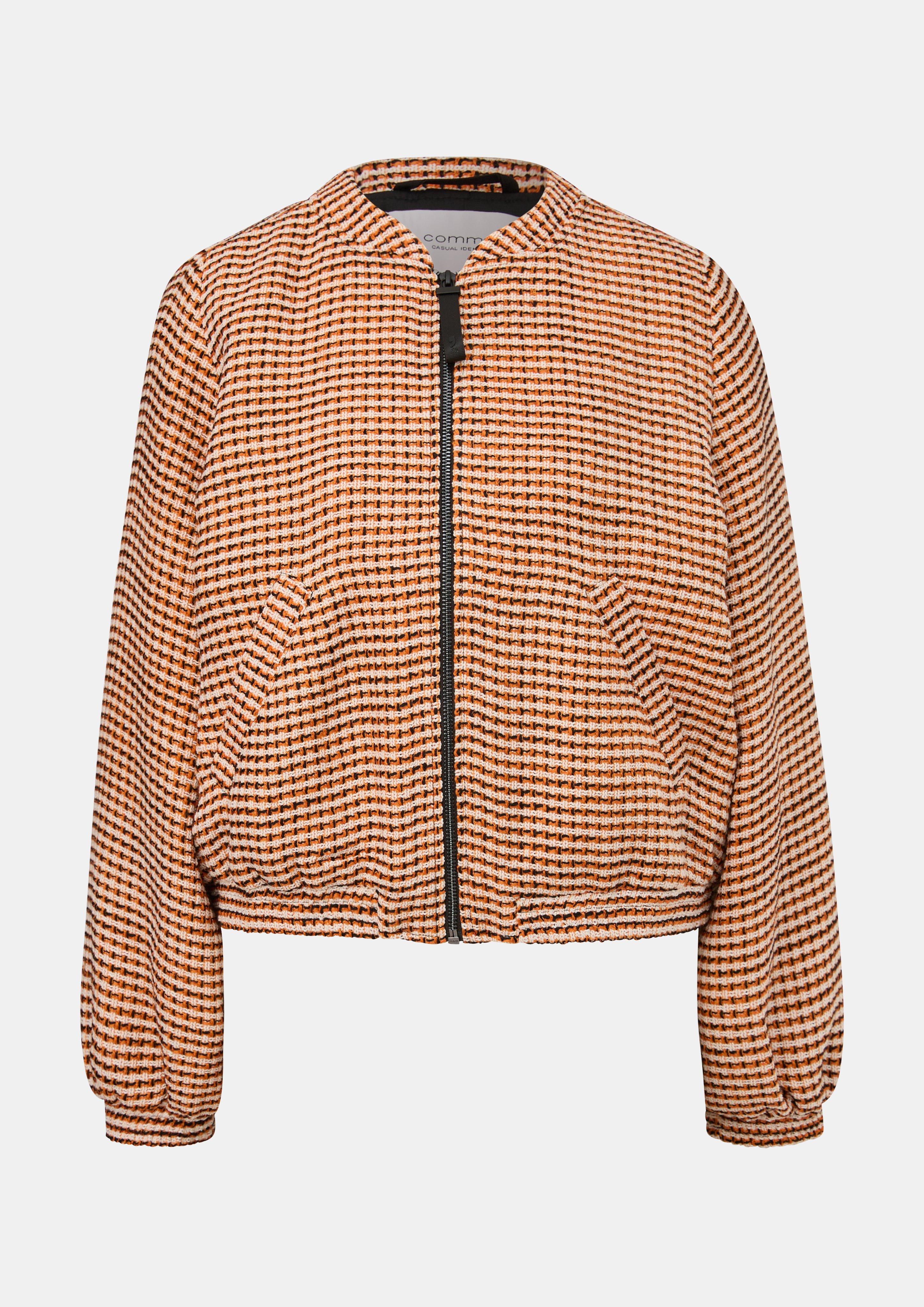 Blouson-Jacke aus Bouclé - orange