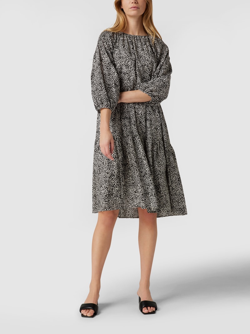 Midikleid mit Allover-Muster Modell 'Tiia' in schwarz