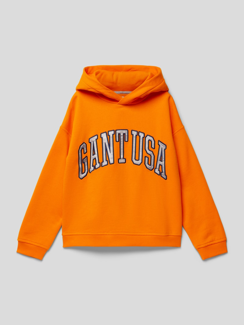 Oversized Hoodie mit Label-Stitching in orange