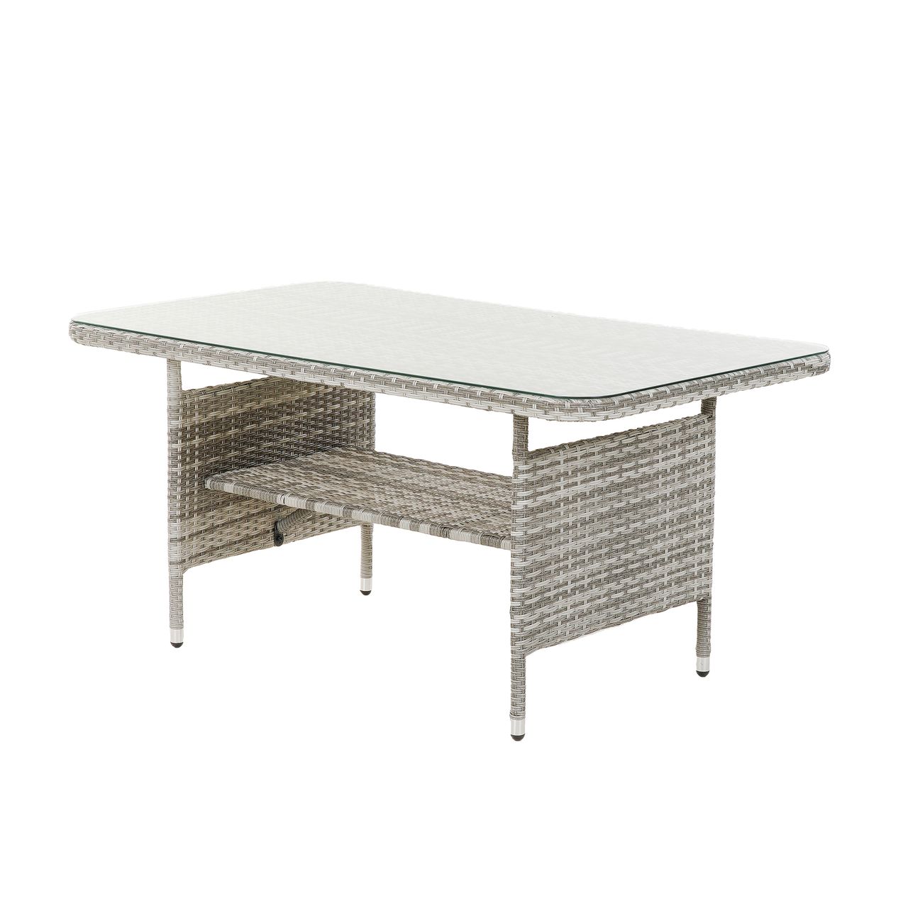greemotion Dining-Set Loungeset Parma 4-teilig, Polyrattan Gartenmöbel Sofa- Set, Kissen Grau