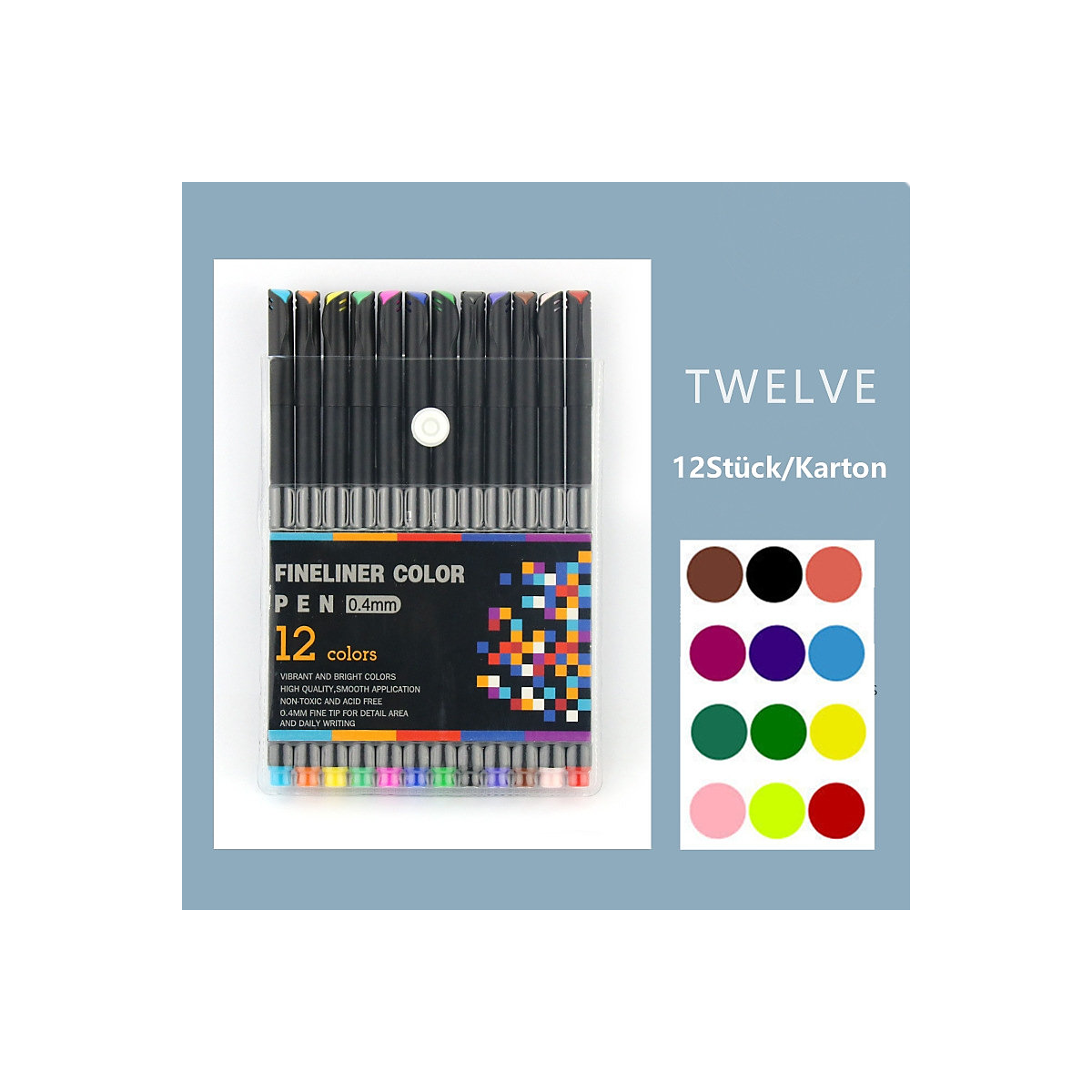 Kunst-spezielles Aquarell-Pinselset für Kinder Wasserbasiertes Fasernadel-Röhrchen-Farbhakenstift-Set Briefpapier