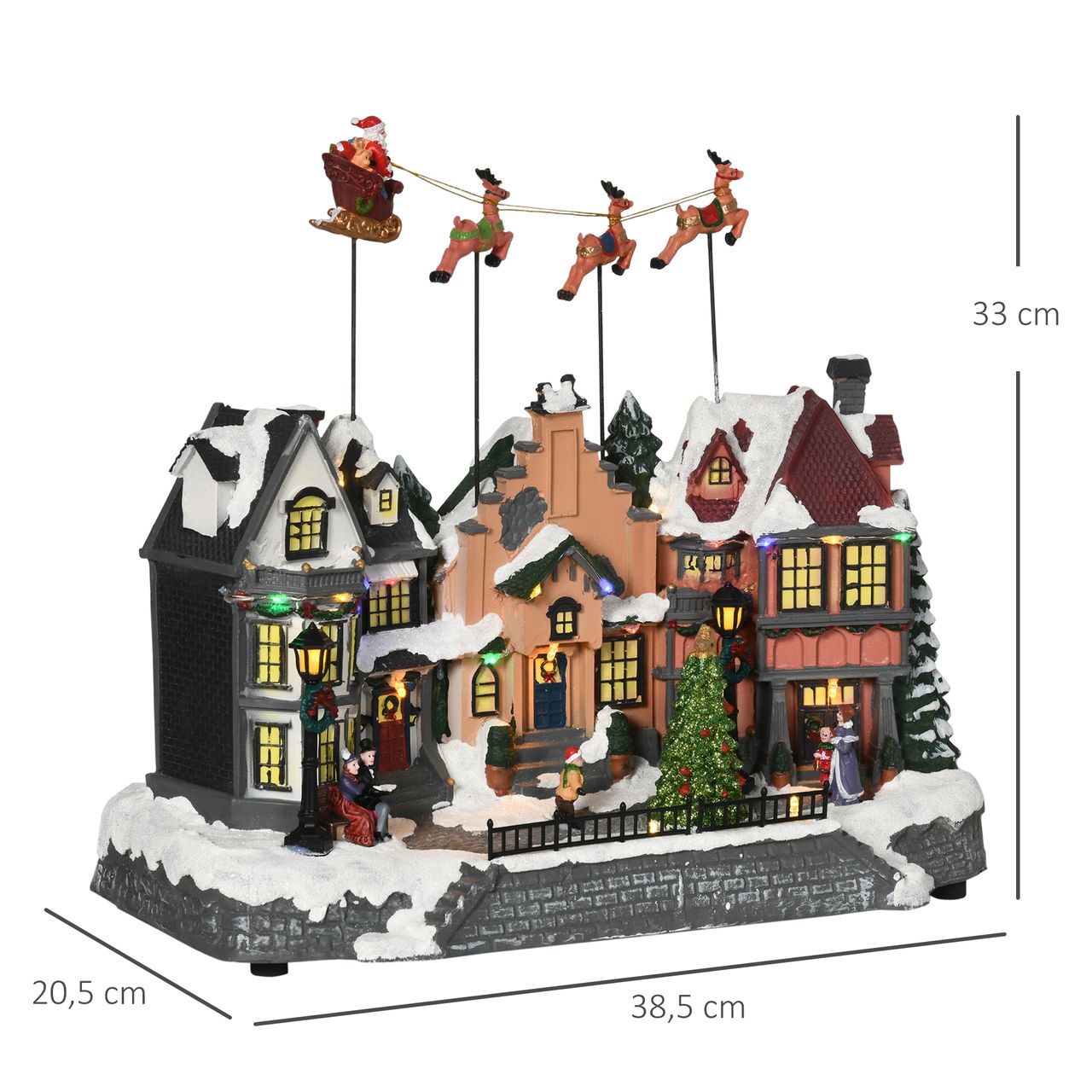 HOMCOM Weihnachtsdorf Weihnachtsdeko mit LED Winterlandschaft Tischdeko
