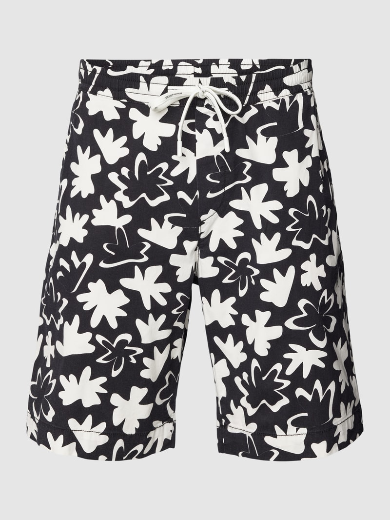 Shorts mit Allover-Muster in schwarz