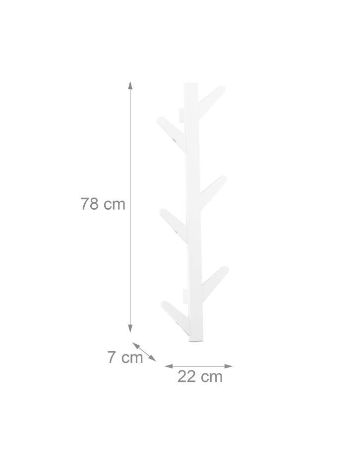 relaxdays Wandgarderobe in Weiß - (B)22 x (H)78 x (T)7 cm günstig kaufen onesize