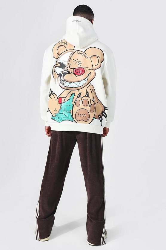 Oversize Official Man Hoodie mit Teddy-Print